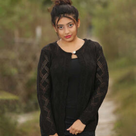 Classic Black Crochet Knit Cardigan for Women