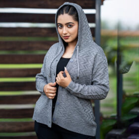 Classic Grey Knitted Hoodie Cardigan