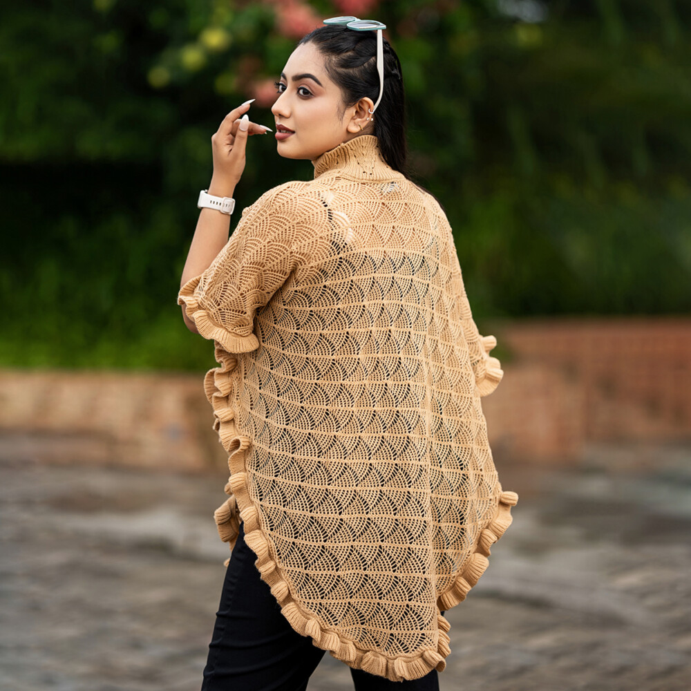 Elegant Knitted Poncho - Image 3