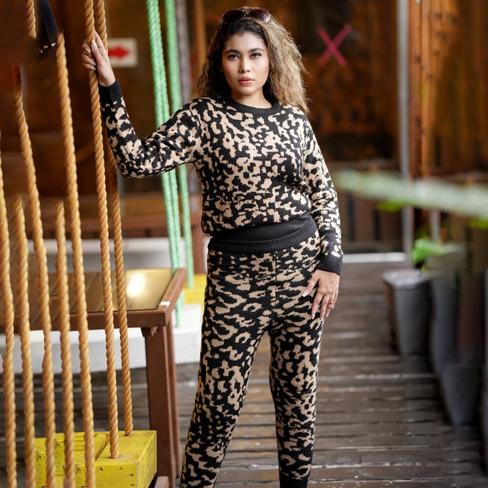 Winter Leopard Knit Co-ord Set